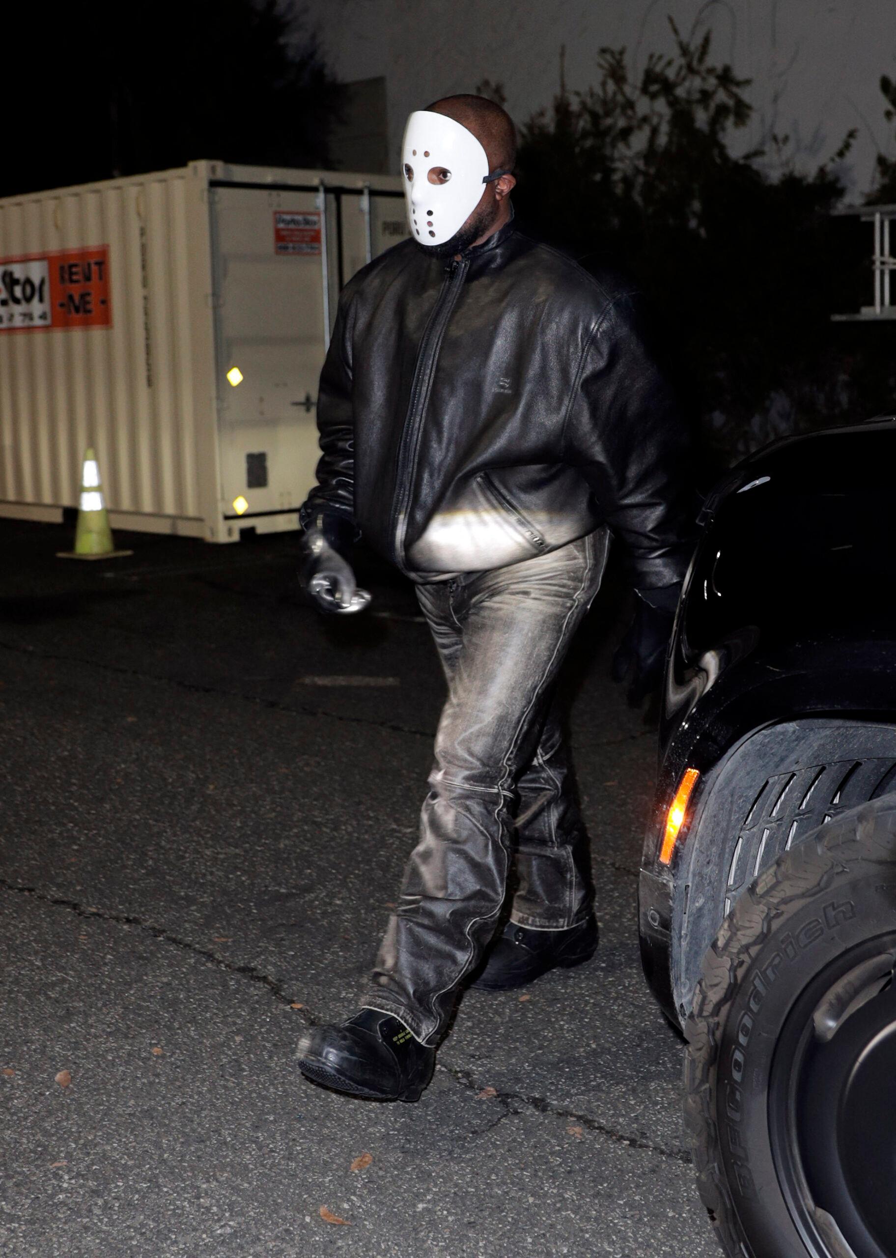 Kanye West arrives at the Sport Academy to see his son play basketball