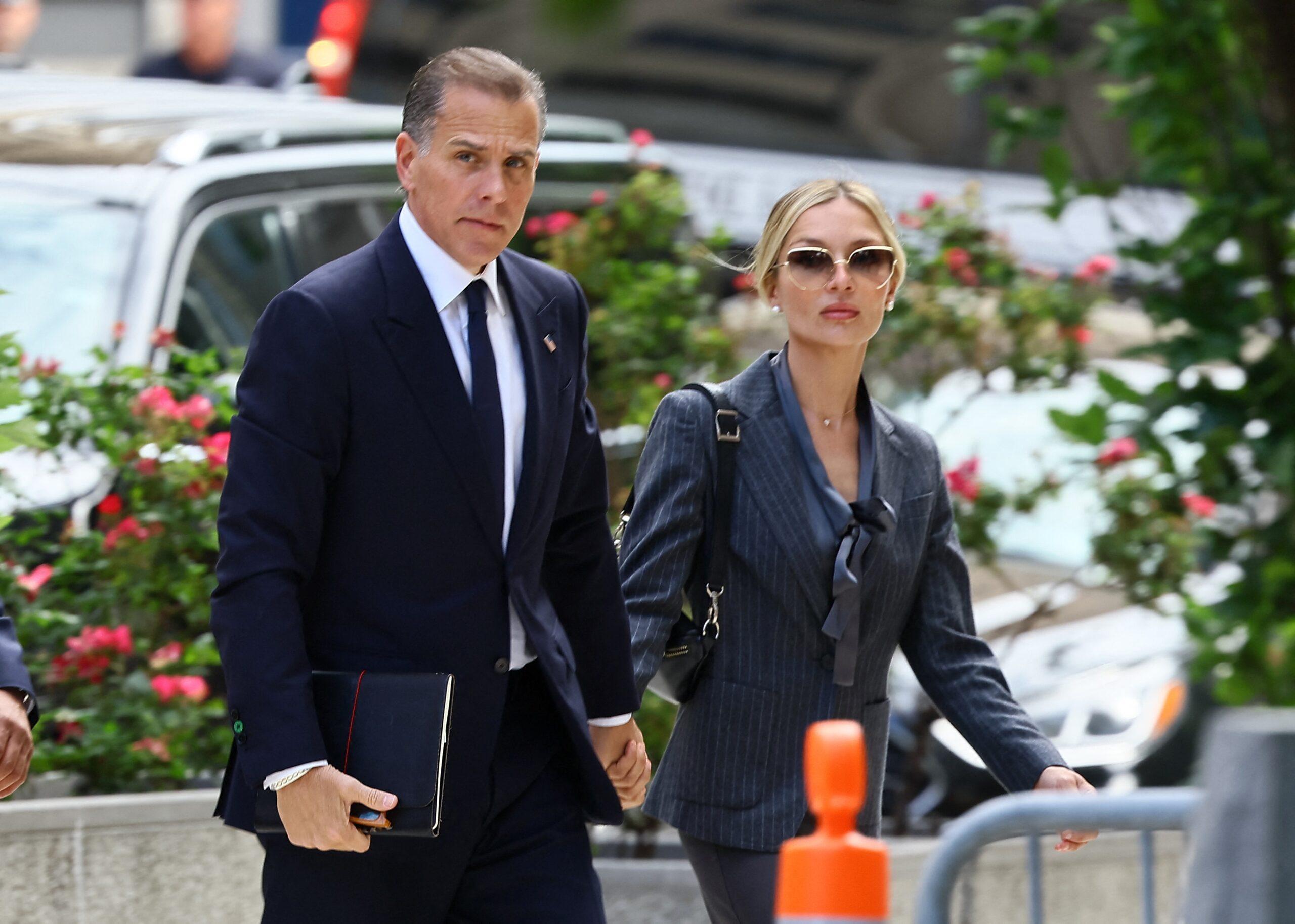 Hunter Biden and his wife Melissa Cohen Biden arrive at the J. Caleb Boggs Federal Building in Wilmington, Delaware, on Monday, June 3, 2024