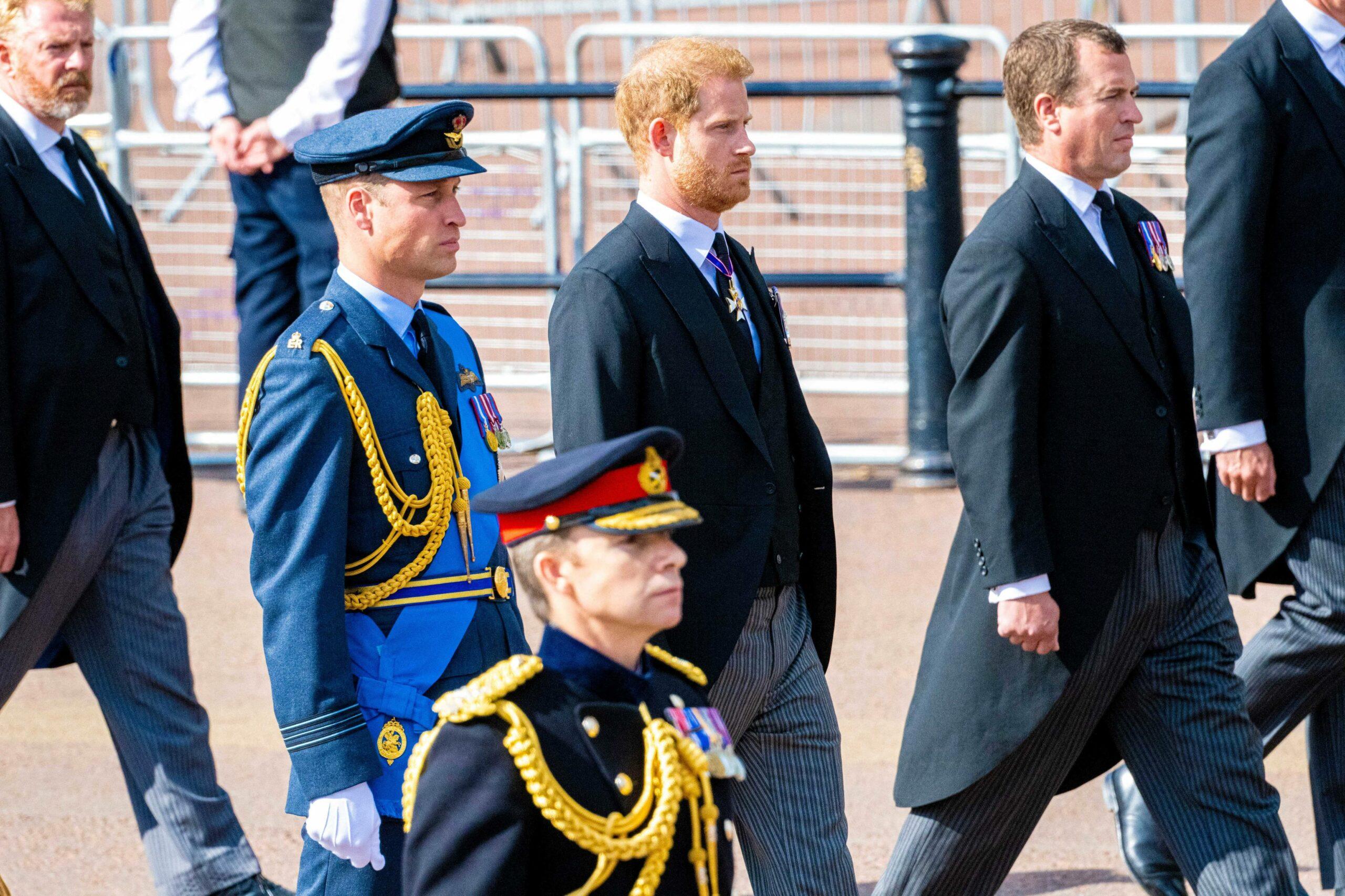 Her Majesty the Queen's coffin as it is transported to the Palace of Westminster, before lying in state in Westminster Hall in London