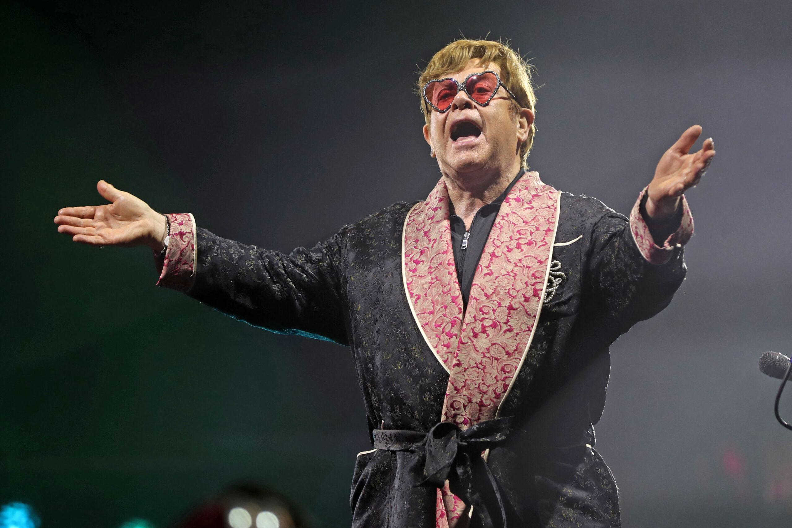 Elton John slipped into a long silk robe for British Summer Time in London's Hyde Park