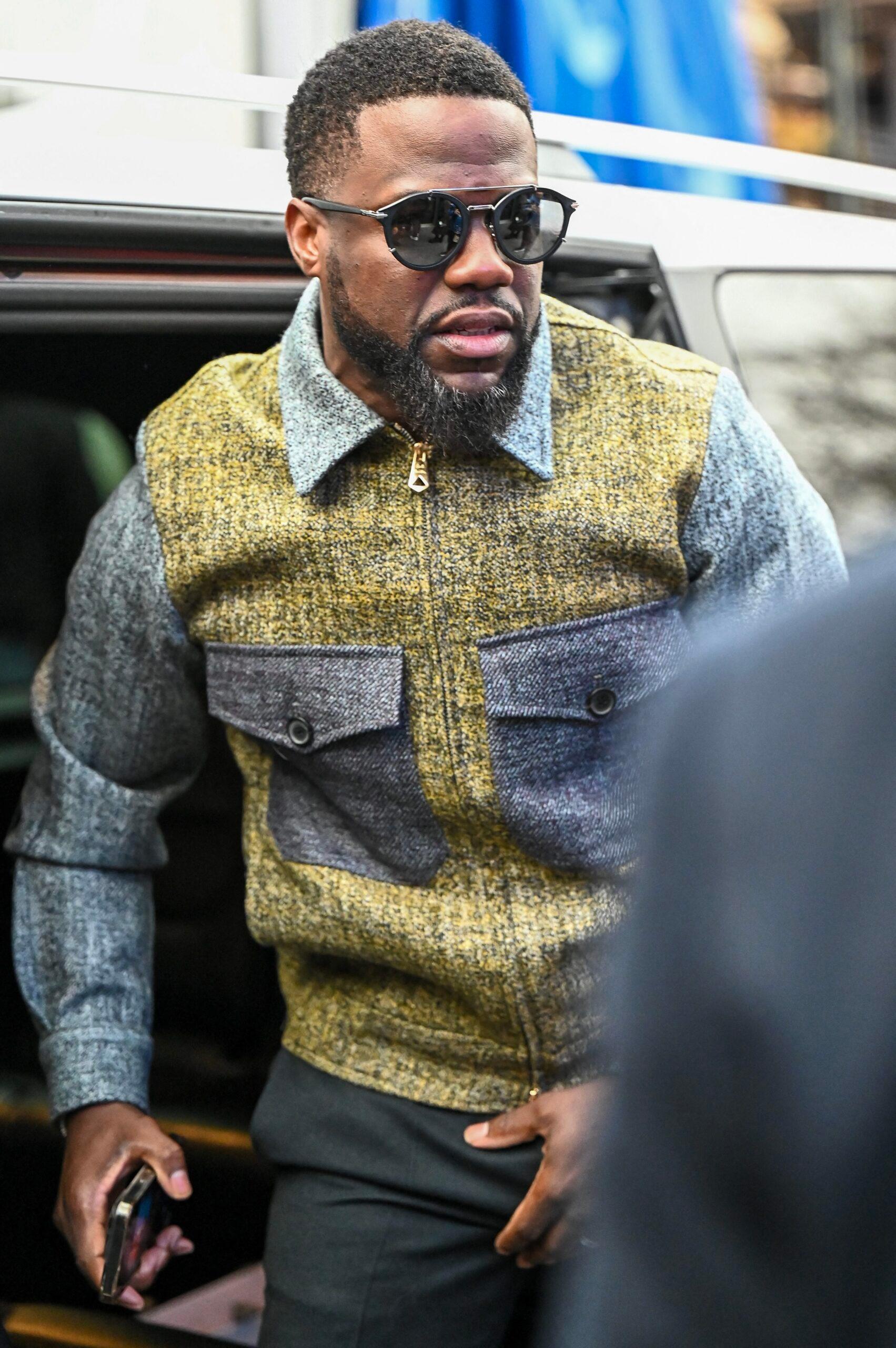 Kevin Hart seen arriving at Global Studios. Capital Breakfast Show in London