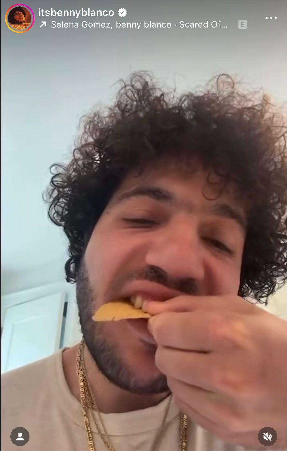 Benny Blanco eating a chip